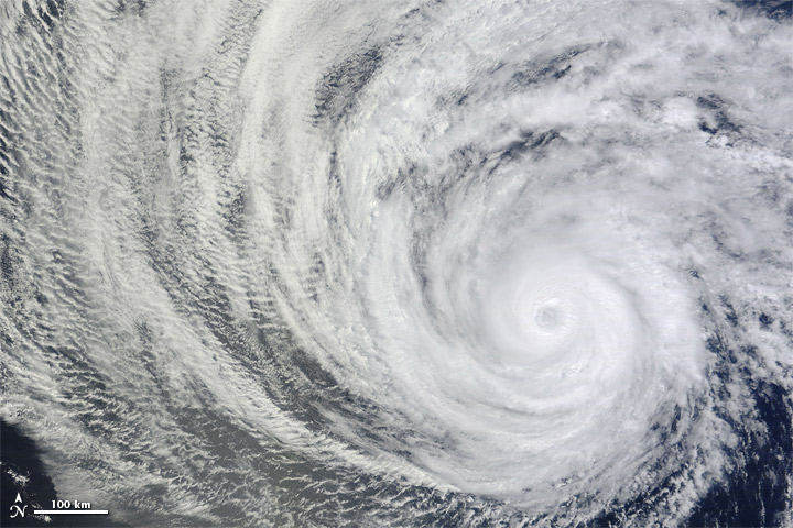Hurricane Daniel's Spiraling Clouds Spotted from Space